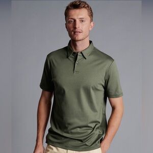 CHARLES TYRWHITT | 2XL Smart Jersey Polo Olive Green
